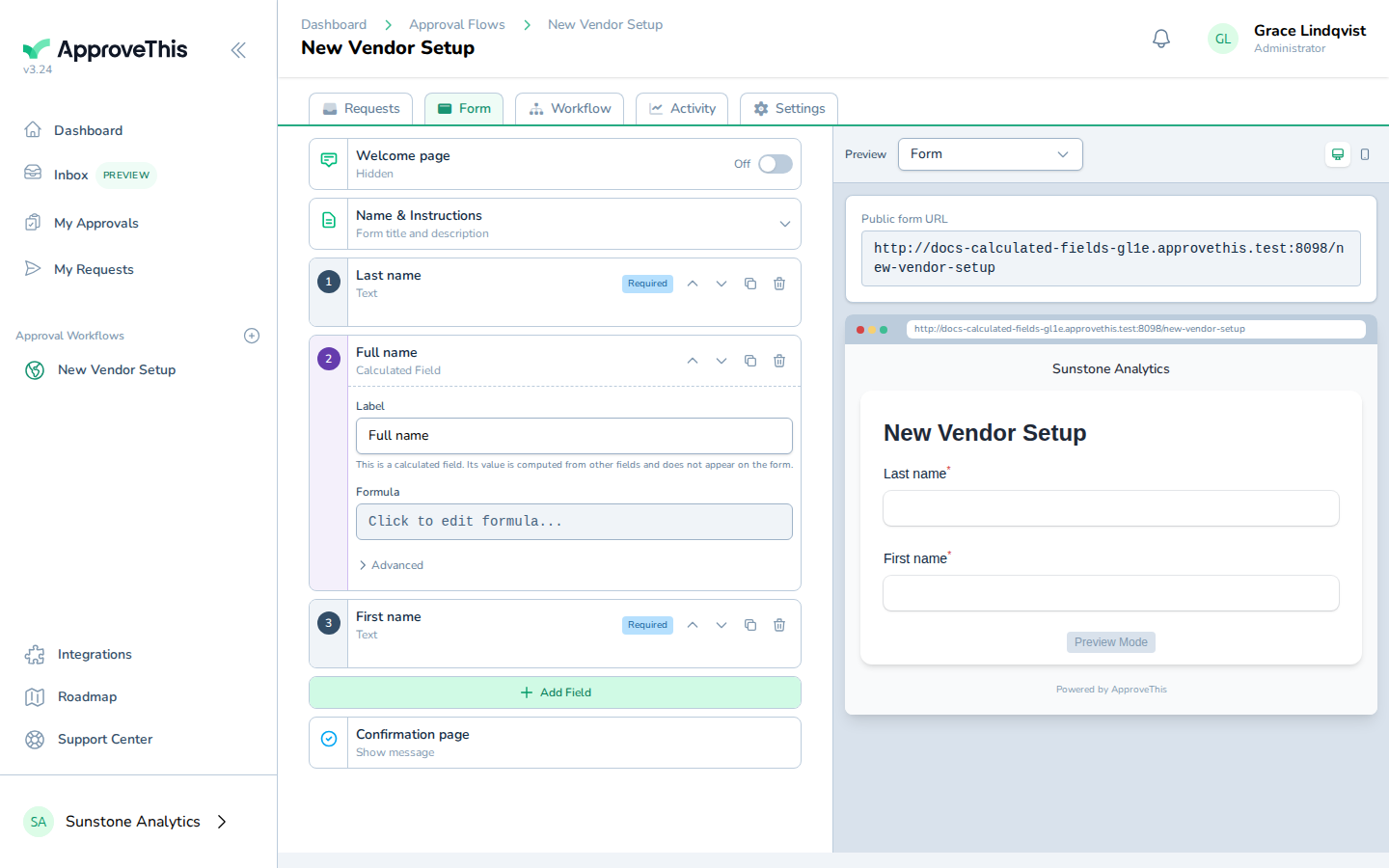 Open the form and click the calculated field you want to define (full_name in the example screenshots).