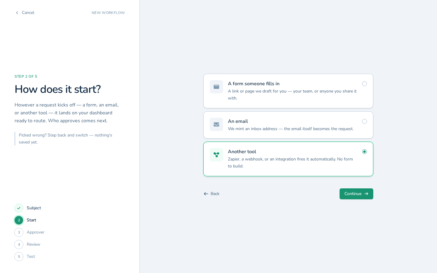 Selecting Another tool as the way requests arrive