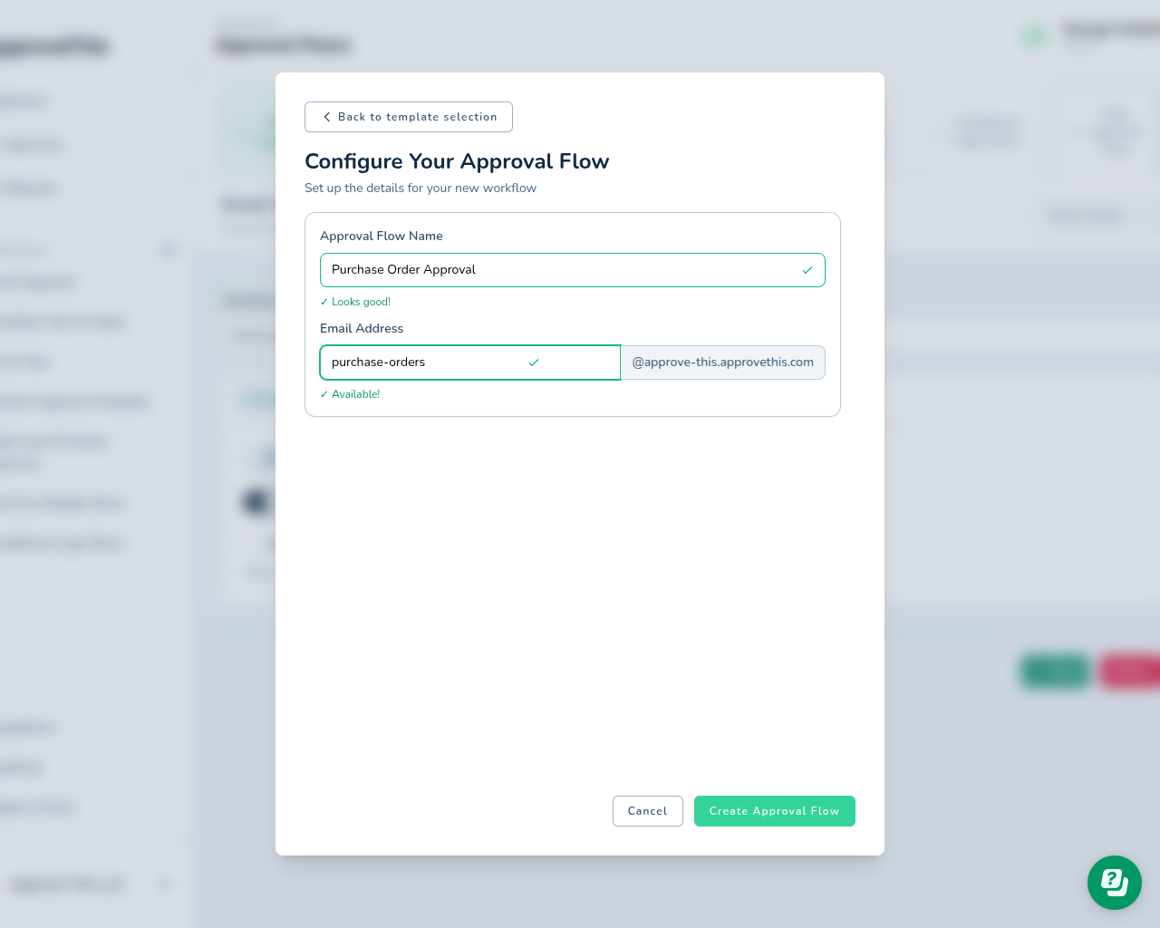 Email to Approval Configuration