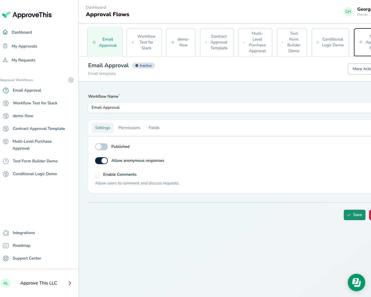 Email Approval Dashboard View