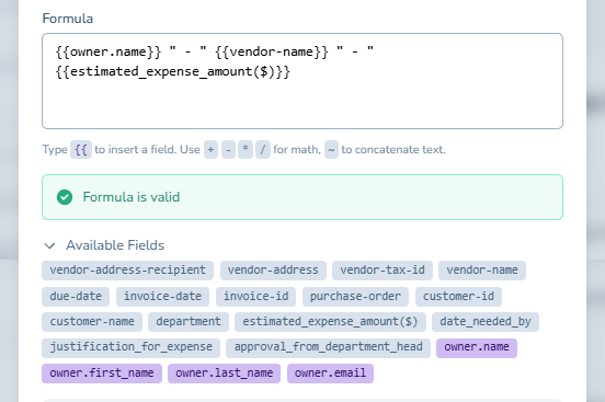 Calculated Field Modal