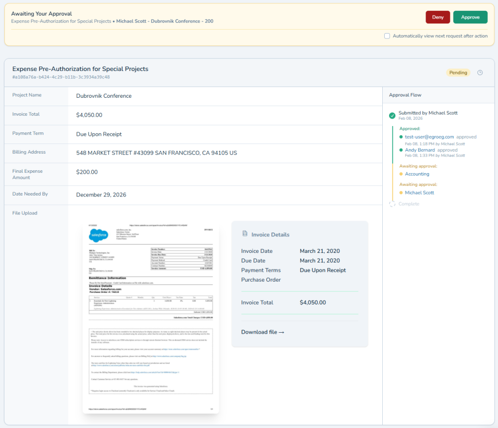 View Approval Details