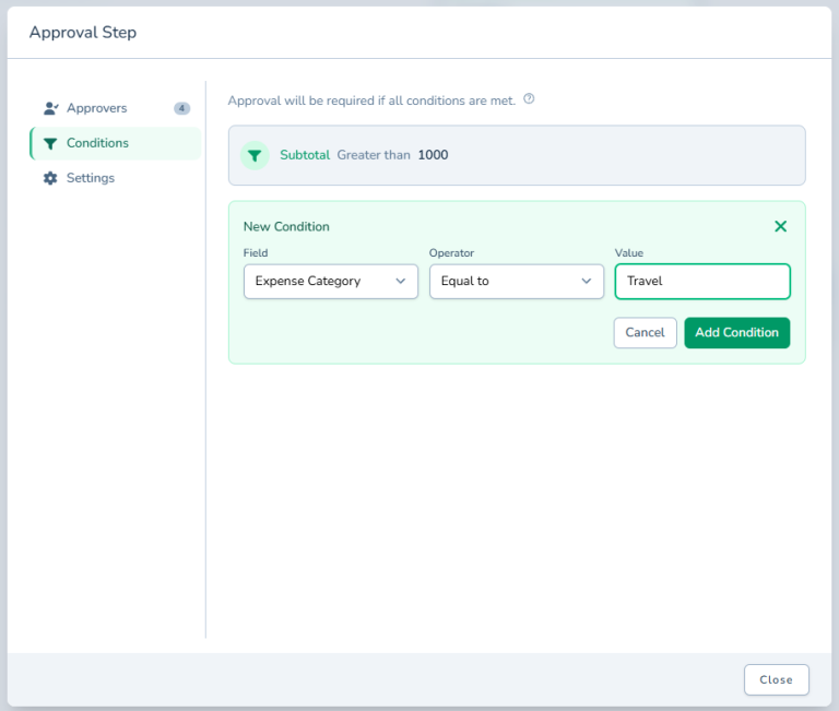 Approval Condition Setup